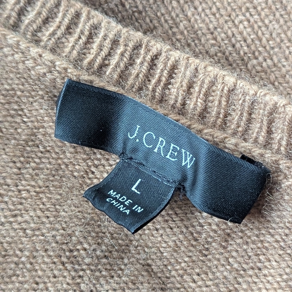 J.Crew Cashmere Wool‎ Recycled Blend Sweater Camel Tan Cozy Oversized L - Picture 9 of 12